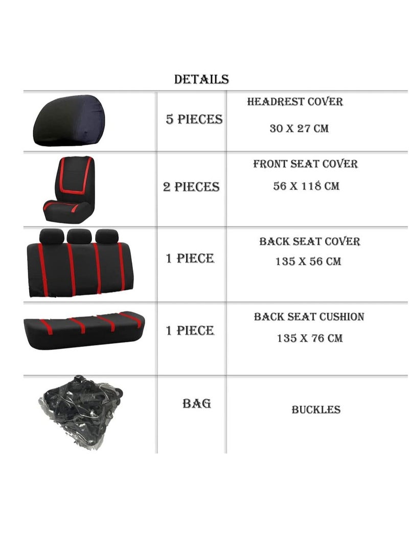 Cool Baby Aqua Arcade Car Seat Cover 9 Piece Car Seat Cover Set Waterproof Non-Slip, and Easy to Install Washable polyester Universal Car Seat Cover Set Polyester Fabric (red) - Image 2