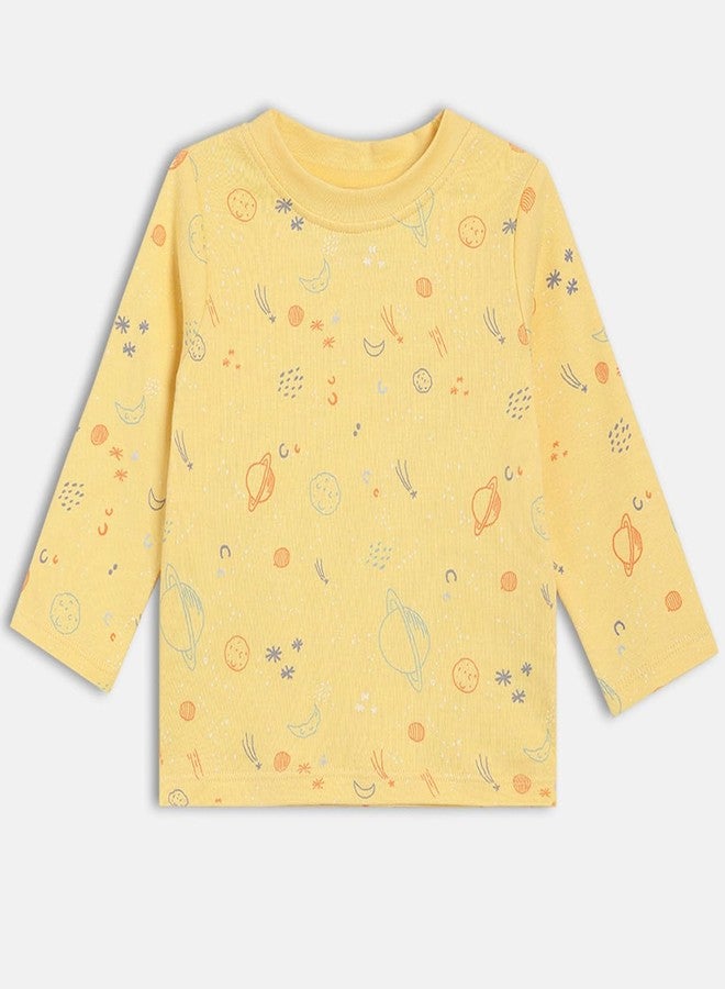 miniklub Baby Boys Round Neck Knitted Cotton T-Shirt, Pack of 2, Yellow/Pool (18-24M) - Image 3