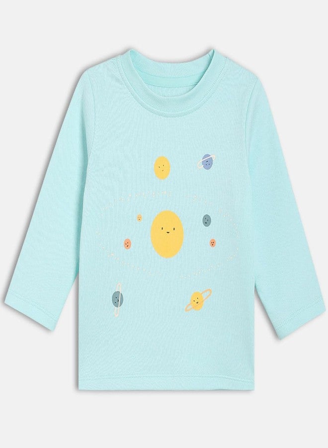 miniklub Baby Boys Round Neck Knitted Cotton T-Shirt, Pack of 2, Yellow/Pool (18-24M) - Image 4