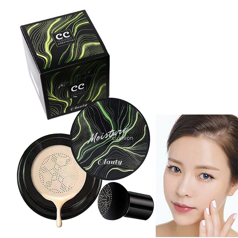 Nenrte Mushroom Head Air Cushion CC Cream Air Cushion CC Cream BB Cream Moisturizing Concealer Moisturizing BB Cream Makeup Base Long Lasting with Mushroom Makeup Sponge Easy to Apply01 Lvory 