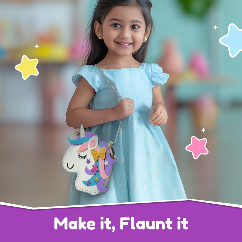 Bloomingo DIY Unicorn Bag: Unicorn-themed 30+ Kid-friendly Sewing Pieces to Make a Sling Bag | DIY Craft Kits Creative & STEM Educational Gift for Girls Age 4 & above | Birthday & Return Gift for Kids - Image 5