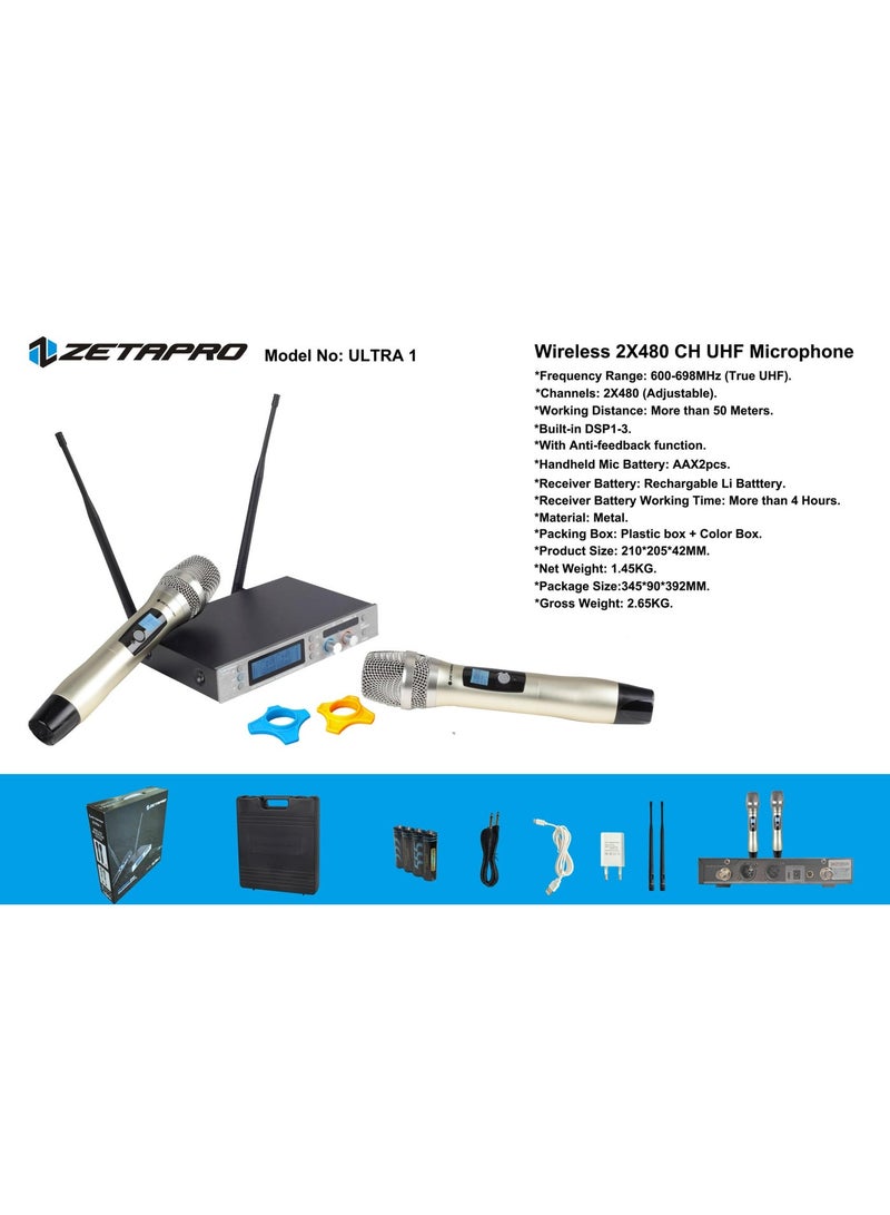 Zetapro Ultra 1 Wireless Microphone System (Mettalic Light Gold) - Image 1