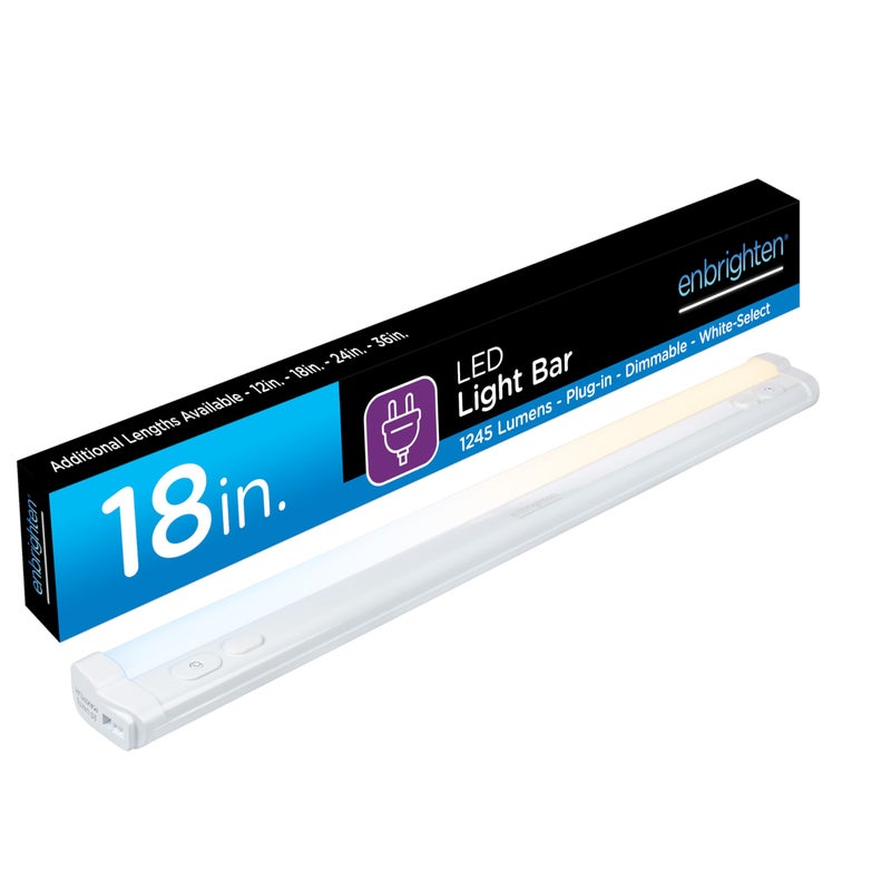 Enbrighten 18 inch Plug-in Under Cabinet Lights, 1245 Lumens, Five White Settings from (2700K-6500K), Full Range Dimmable, One-Touch Sync Control, Linkable Under Counter Lights for Kitchen 82785-T1 - Image 1