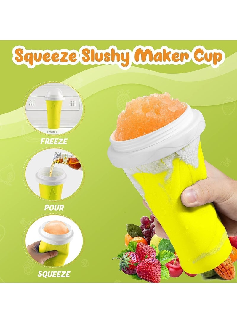 Frozen Magic Slushy Maker Cup,Magic Quick Frozen Smoothies Cup, Cooling Cup, Double Layer Squeeze Slushy Maker Cup, Homemade Milk Shake Ice Cream Maker (Yellow) - Image 2