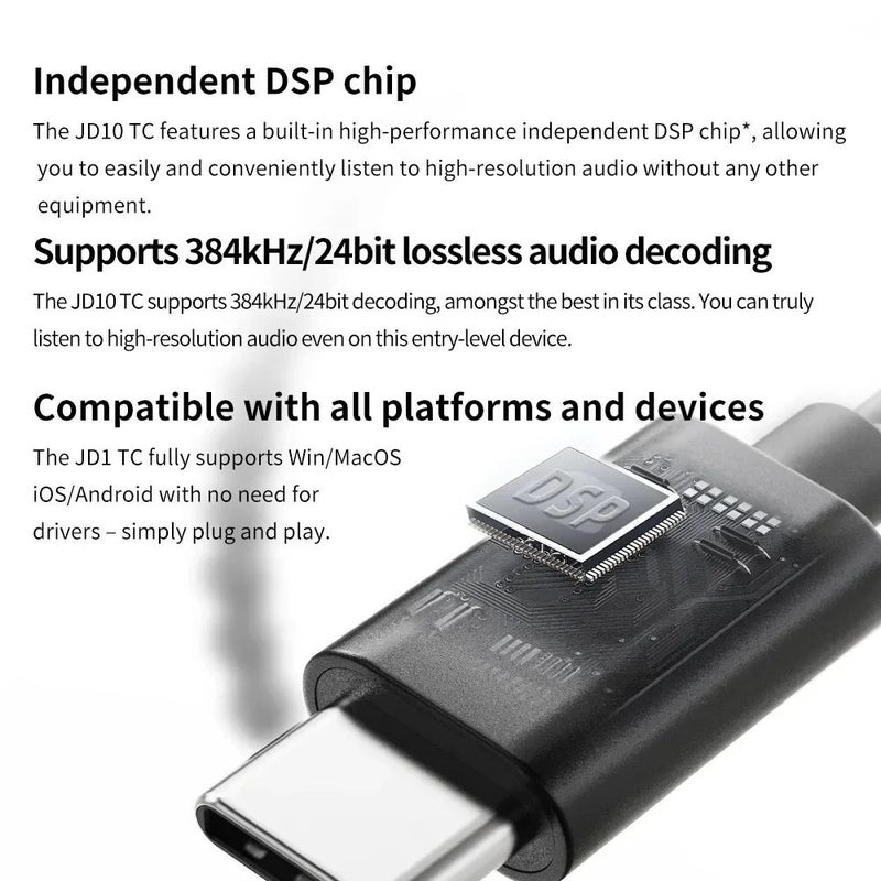 FiiO Jd10 Type-C In-Ear Headphones 10mm Dynamic Wired DSP HiFi IEM Hi-Res, Transparent - Image 5