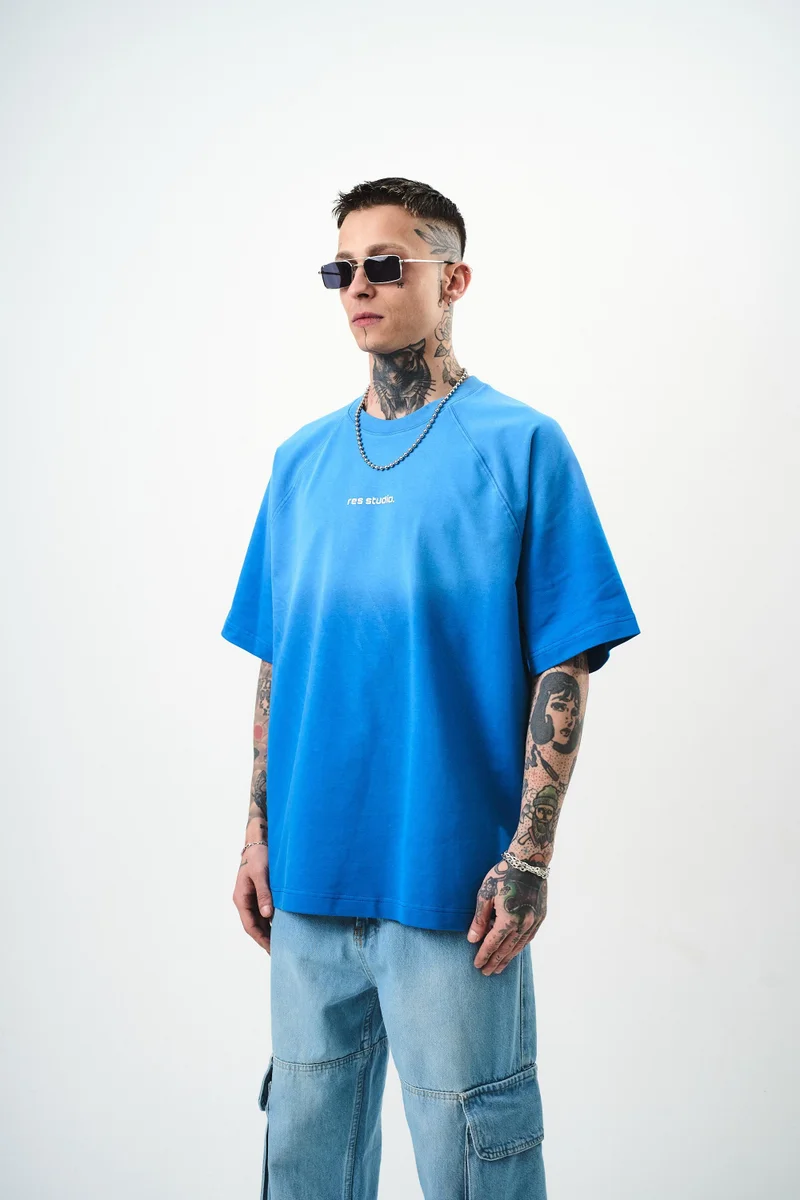 RESPIRE Men's Res Studio Text Oversize T-Shirt, Blue