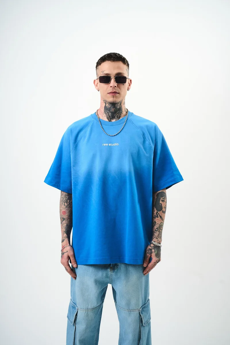 RESPIRE Men's Res Studio Text Oversize T-Shirt, Blue