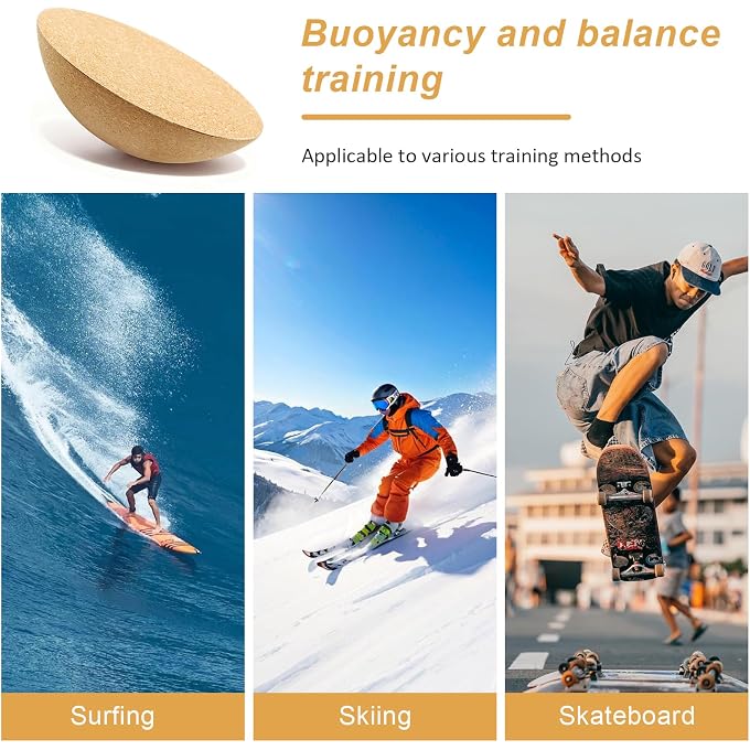 Balance Ball, Yoga Balance Trainer, Hemisphere Made Of Solid Cork, Wobble Board For Adults & Children, Wobble Board Dog Hemisphere To Strengthen Stability & Full Body Training - Image 3