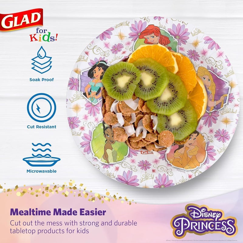 Glad for Kids Disney Princess 12oz Paper Bowls Disney Princess Paper Bowls, Kids Bowls, Kid-Friendly Paper Bowls for Everyday Use, 12oz Paper Bowls, 40 Count - 8 Pack - Image 3