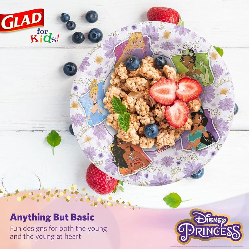 Glad for Kids Disney Princess 12oz Paper Bowls Disney Princess Paper Bowls, Kids Bowls, Kid-Friendly Paper Bowls for Everyday Use, 12oz Paper Bowls, 40 Count - 8 Pack - Image 4