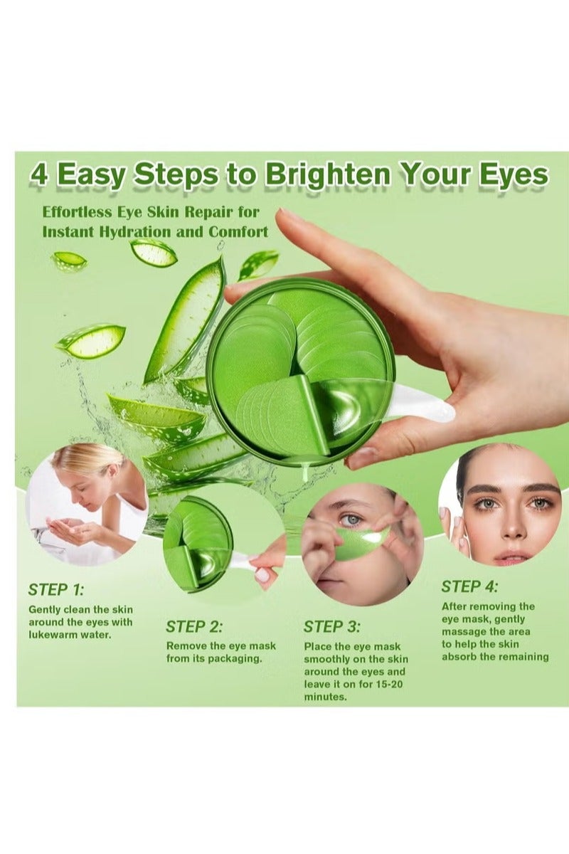 SADOER 60 PCS Eye Mask, Eye Patches for Puffy Eyes and Dark Circles, to Reduce Puffiness, Fine Lines, and Wrinkles with Pure Natural Extracts (Aloe) - Image 3