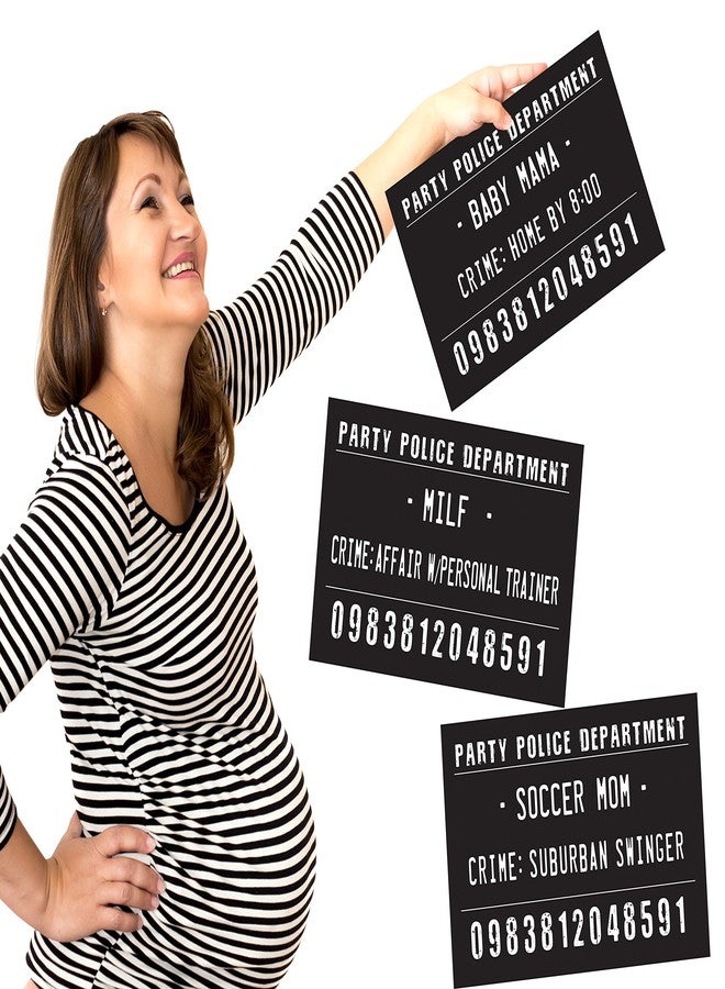 Haute Soiree 20 Funny Mugshot Signs (Black & White) - Selfie Photo Booth Prop Party Supplies for Bachelorette Party Games, Bridal Shower, Girls Night Out, Birthday, Wedding, Event Decoration Idea - - Image 5