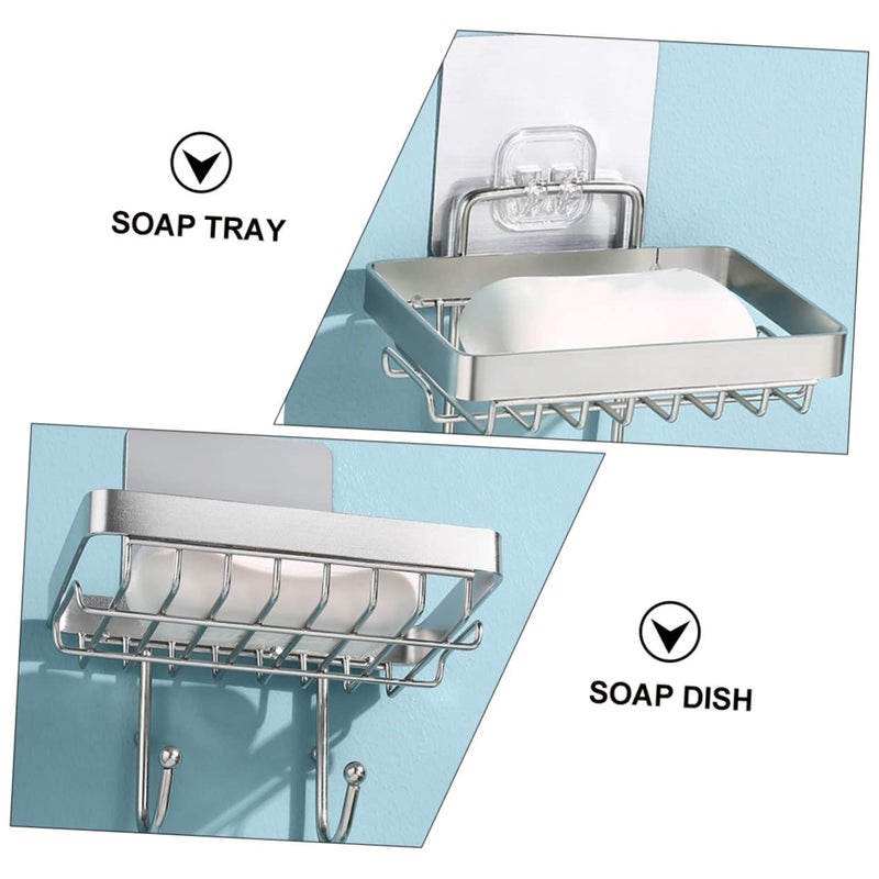 Stainless Steel Soap Dish Wall Holder Rustproof Soap Tray with Hook for Bathroom Shower - Image 3