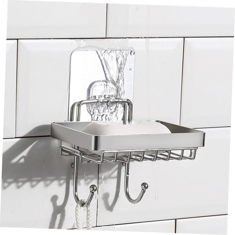 Stainless Steel Soap Dish Wall Holder Rustproof Soap Tray with Hook for Bathroom Shower - Image 5