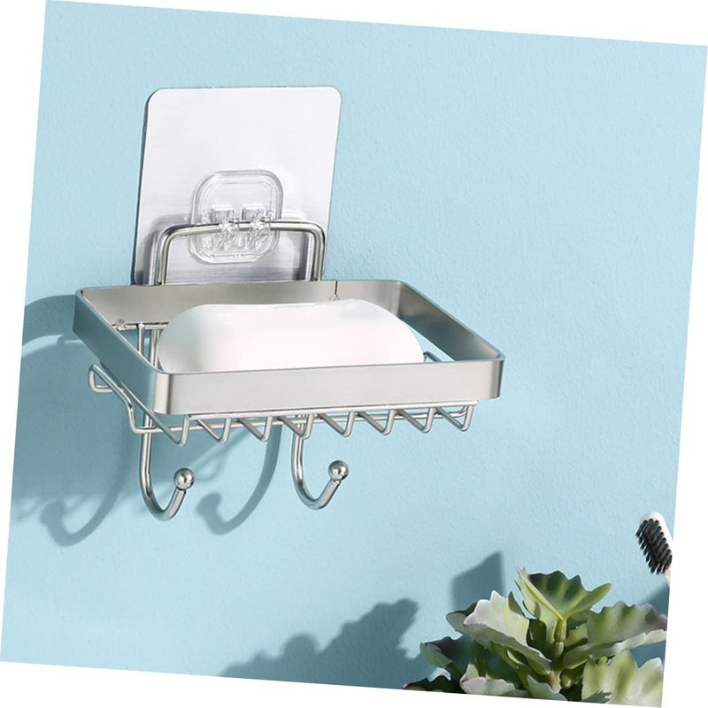 Stainless Steel Soap Dish Wall Holder Rustproof Soap Tray with Hook for Bathroom Shower - Image 4