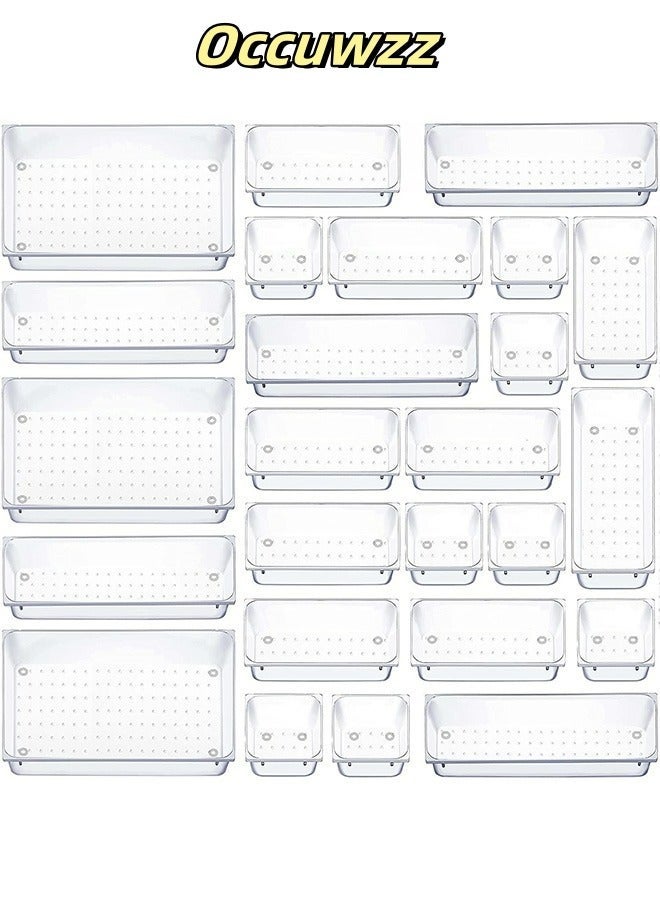 25PCS Drawer Organizer Space Saving Transparent Plastic Storage Box Suitable for Desk Tool Dresser - Image 1
