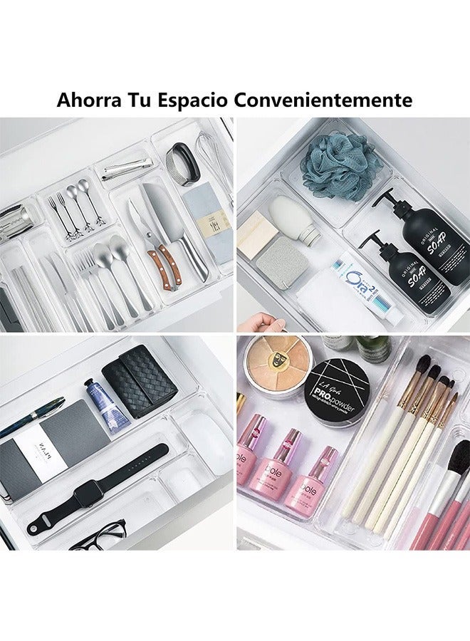 25PCS Drawer Organizer Space Saving Transparent Plastic Storage Box Suitable for Desk Tool Dresser - Image 2