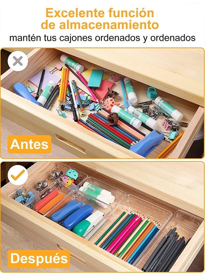 25PCS Drawer Organizer Space Saving Transparent Plastic Storage Box Suitable for Desk Tool Dresser - Image 3