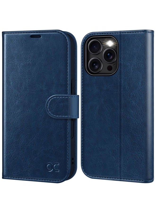 OCASE for iPhone 16 Pro Case, PU Leather Wallet, Magnetic Flip Folio Cover with RFID Blocking, Card Holders, Shockproof TPU, and Kickstand for 6.3 Inch iPhone 16 Pro (2024), Blue - Image 1