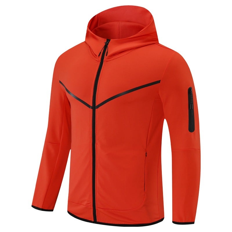 Generic Manufacturers Wholesale Mens and Womens Sports and Leisure Zipper Jackets, Running Breathable Training Fitness Jackets, One Piece Drop Shipping Orange 