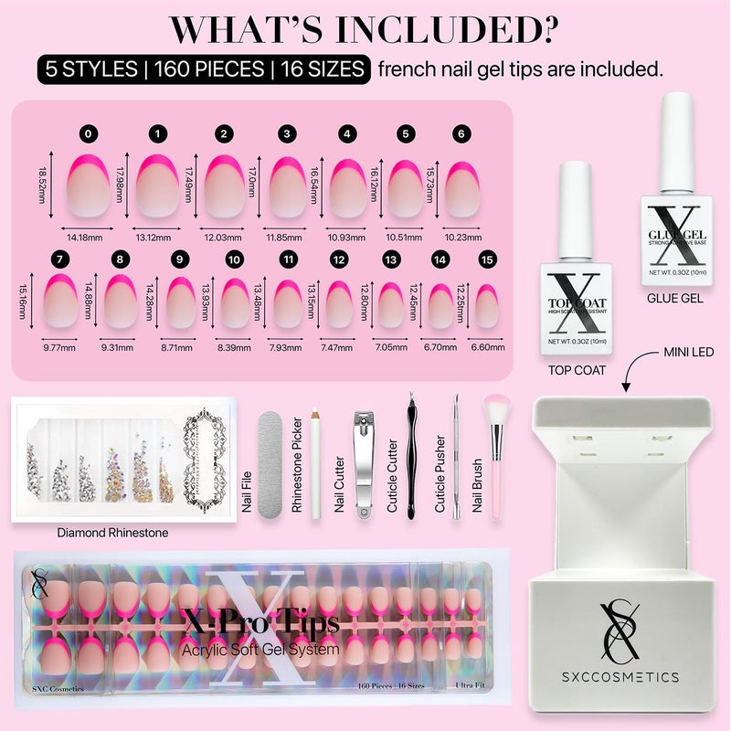 SXC Cosmetics X-Pro Tips French Tip Press On Nails - Bright Pastel Glow in the Dark Series (GLOW118KIT-XS Almond) - Image 4