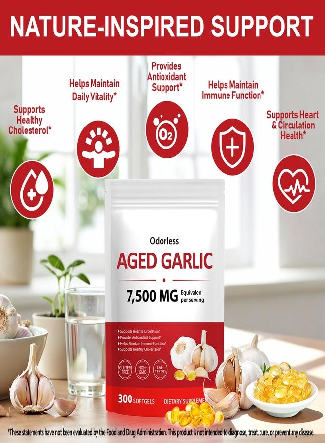 KITNOBLIS Aged Garlic Extract Capsules 15:1 Concentrated Garlic Supplement, 300 PCS Equivalent to 7,500mg Fresh Garlic per Serving, Odorless Aged Garlic Softgels for Daily Wellness & Immune Support, Non-GMO - Image 4