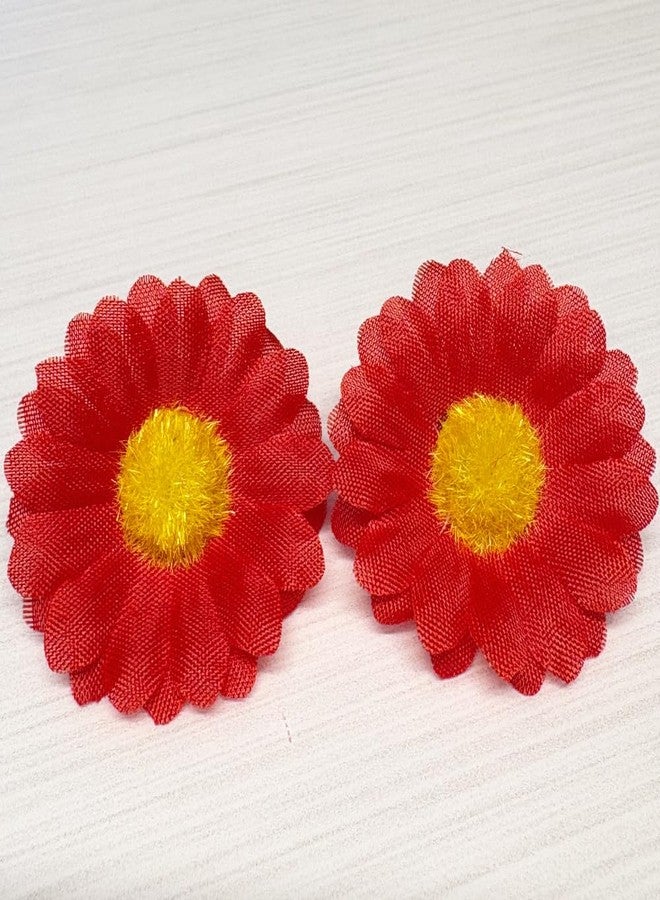 Backgarden [12 Packed] Women Sweet Daisy Mini Flower Side Hair Clip Beach Wedding Flower Bridesmaid Hair Accessory (Red) - Image 3