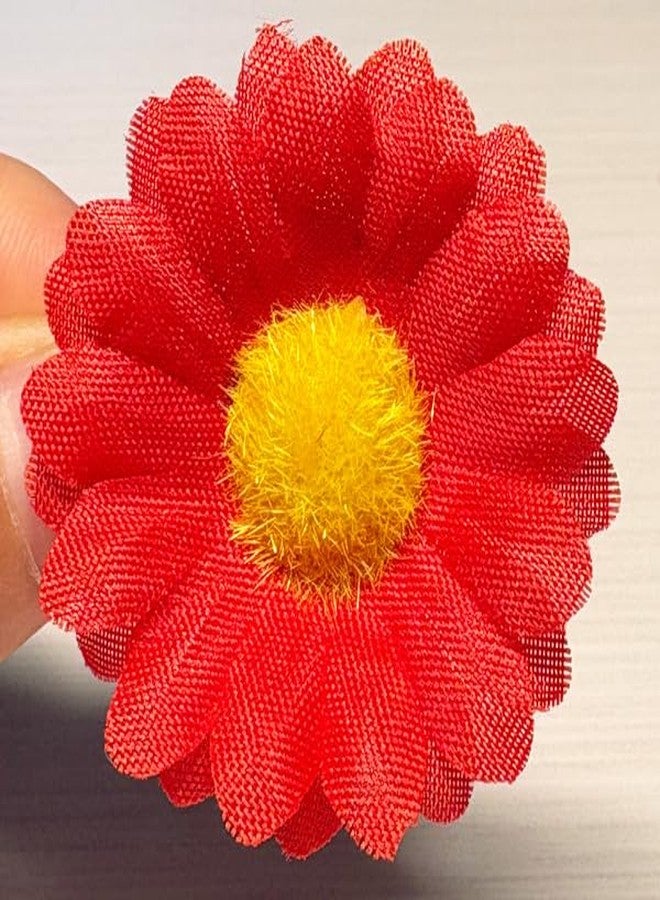 Backgarden [12 Packed] Women Sweet Daisy Mini Flower Side Hair Clip Beach Wedding Flower Bridesmaid Hair Accessory (Red) - Image 5