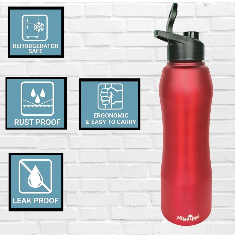 Missippi Stainless Steel Water Bottle 1000ml with Cleaning Brush School Office Bottle Gym Bottle Home Kitchen Hiking Treking Bottle Travel Bottle Maroon - Image 4