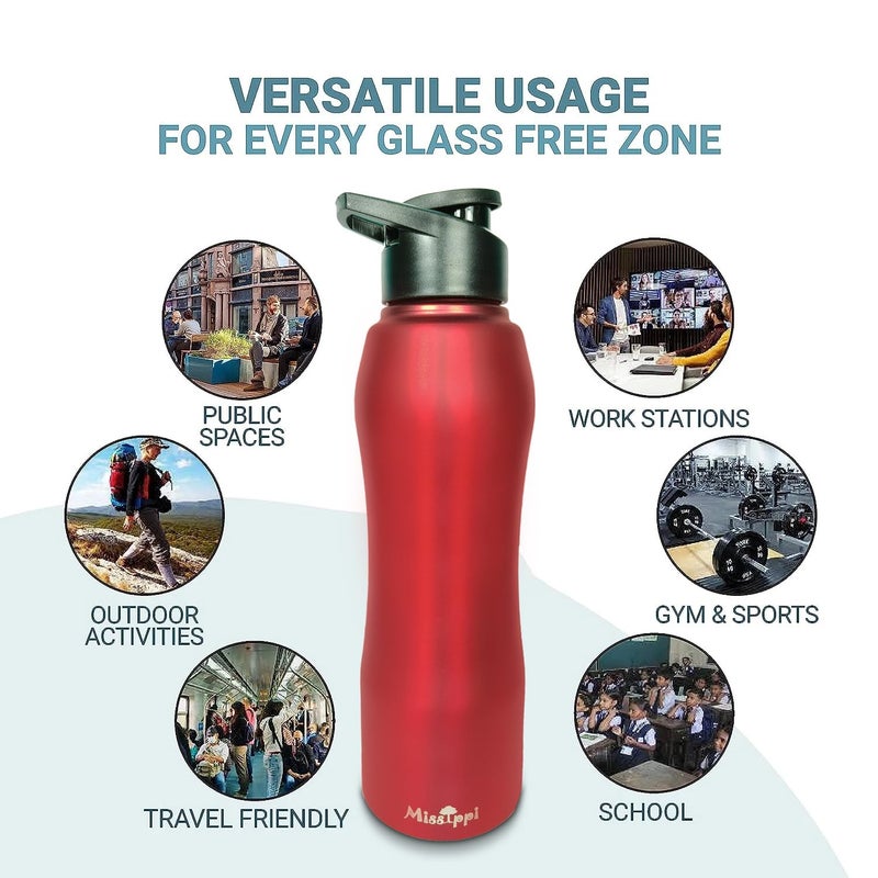 Missippi Stainless Steel Water Bottle 1000ml with Cleaning Brush School Office Bottle Gym Bottle Home Kitchen Hiking Treking Bottle Travel Bottle Maroon - Image 5