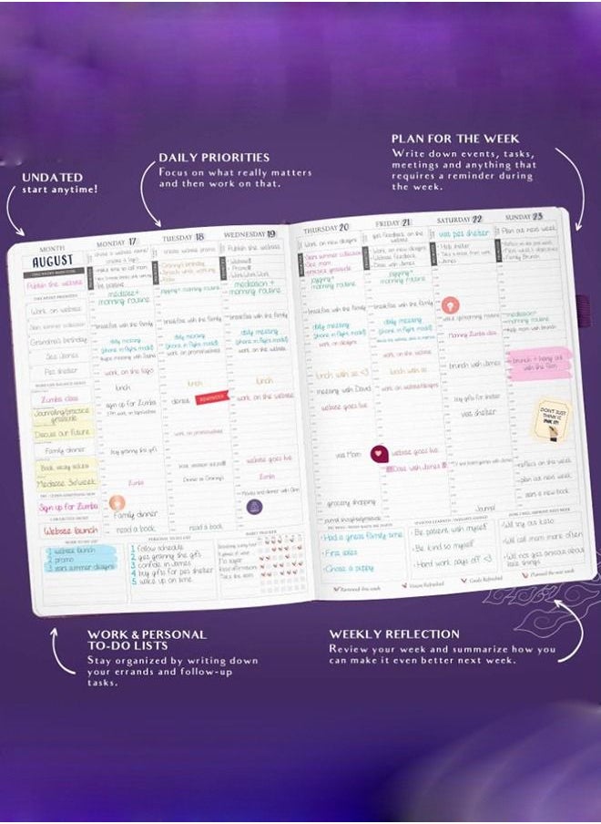 Arabest - A5 Hardcover Weekly And Monthly Life Plan Organizer Notebook With 3 Beautiful Stickers For Daily Productivity, Time Management And Achieving Goals Helps Keep Track Of The Important Things In Life - Image 1