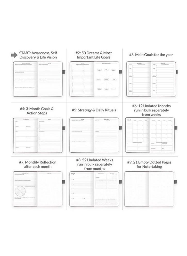 Arabest - A5 Hardcover Weekly And Monthly Life Plan Organizer Notebook With 3 Beautiful Stickers For Daily Productivity, Time Management And Achieving Goals Helps Keep Track Of The Important Things In Life - Image 1