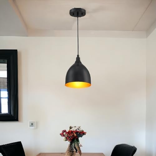 GreyWings Modern Hanging Pendant Light for Ceiling – Black Aluminium Dome, Antique Décor, E-27 Holder, (Bulb is not Included), Pack of 2 - Image 5