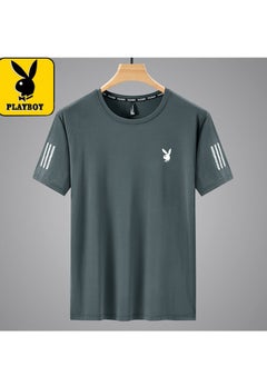 PLAYBOY تي شيرت رجالي رياضي سريع الجفاف بأكمام قصيرة من الحرير الجليدي  - Image 1