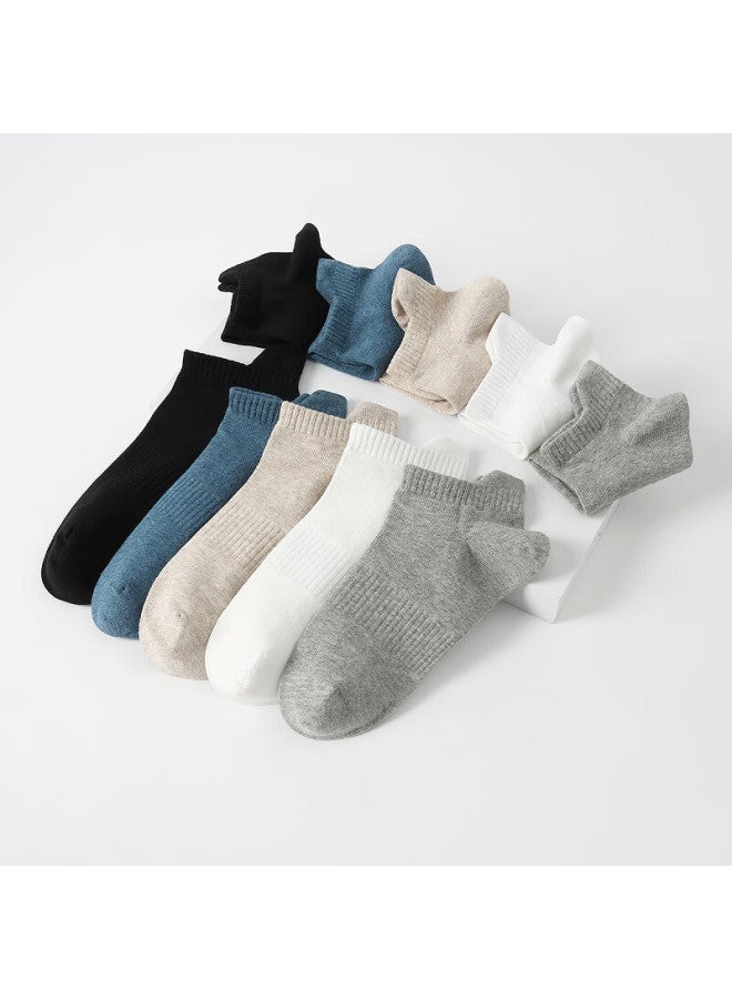 Fenton Fenteng Men'S Short Socks With Heel Protection 5 Pairs Pack, Breathable Cotton Skin-Friendly Comfortable Non-Slip Casual All-Match Socks - Image 2