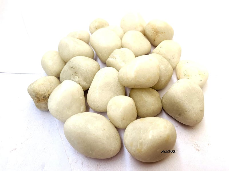 KCR Metallic White Colored Stone Decorative Pebbles for Vase Fillers Party Table Scatter Decoration Aquarium Decor250 Grams - Image 1
