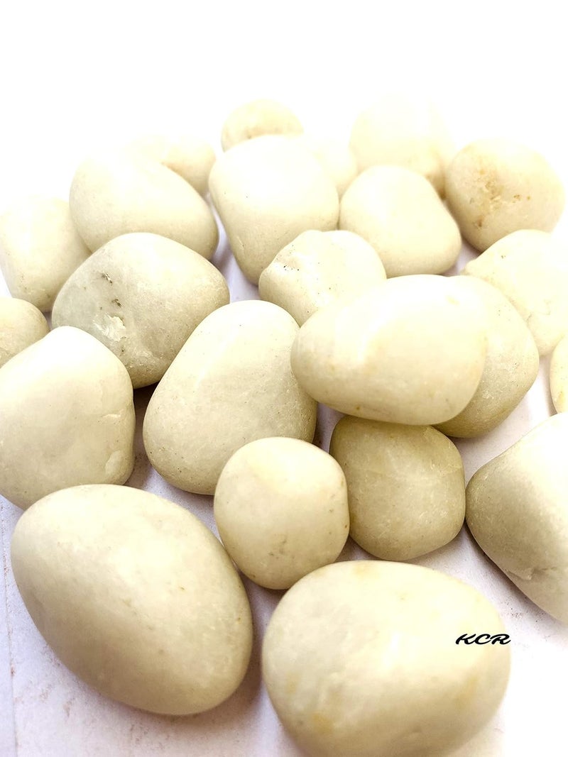 KCR Metallic White Colored Stone Decorative Pebbles for Vase Fillers Party Table Scatter Decoration Aquarium Decor250 Grams - Image 2