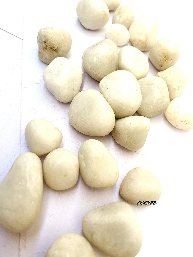 KCR Metallic White Colored Stone Decorative Pebbles for Vase Fillers Party Table Scatter Decoration Aquarium Decor250 Grams - Image 5