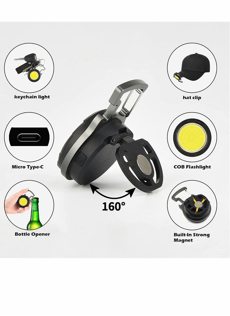 SYOSI - Mini Keychain Led Flashlight, 800 Lumens Bright Cob Mini Flashlight, Keychain Light with Folding Bracket Bottle Opener Magnet, Portable Pocket Light for Camping Emergency Fishing, Style B - Image 1