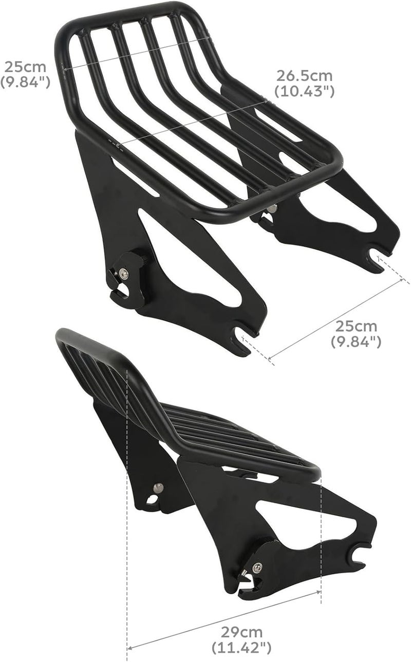 XFMT Motorcycle Detachable Two-Up Luggage Rack for Harley Touring Road King Street Glide Road Glide Electra Glide 2009-Later (Black) - Image 4