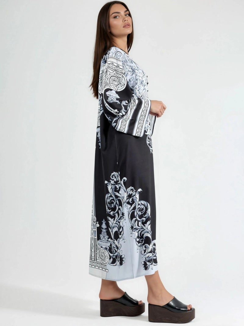 Jennyfer Printed V-Neck Button-Front Maxi Dress - Image 4