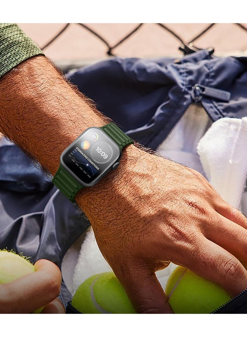 شيك فايب سوار سيليكون مغناطيسي لساعة Apple Watch Ultra Ultra2 Ultra3/11 10 9 8 7 6 5 4 3 2 1 SE SE2 SE3، سوار معصم ناعم من السيليكون المقاوم للماء متوافق مع iWatch Apple Watch Series Ultra 49 مم 46 مم 45 مم 44 مم 42 مم للنساء والرجال - Image 4