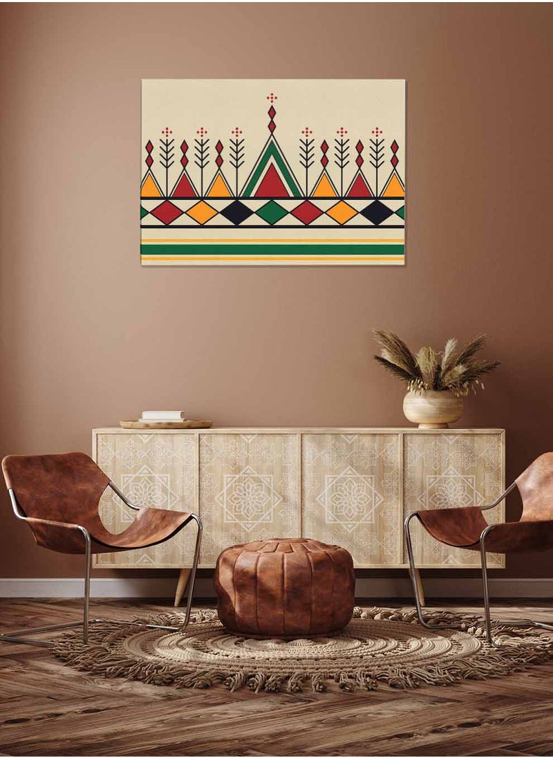 LOWHA Framed Canvas Wall Art Stretched Over Wooden Frame, Inspired By Al Qatt Al Asiri Landscape Orientatio Painting, For Home, Living Room, Office Decor  - Image 1