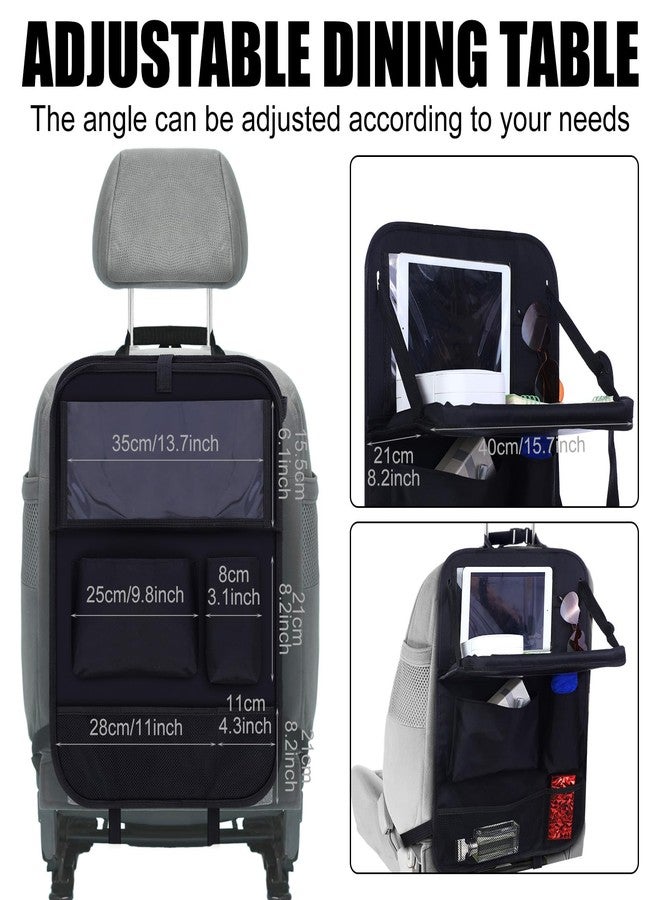 Datanly 2 Pcs Backseat Car Organizers with Table Tray, 6 Storage Pockets Car Organizer with Tablet Holder, Kick Mats Protectors for Kids Travel Accessories Black, Unisex(Stylish,Black) - Image 3