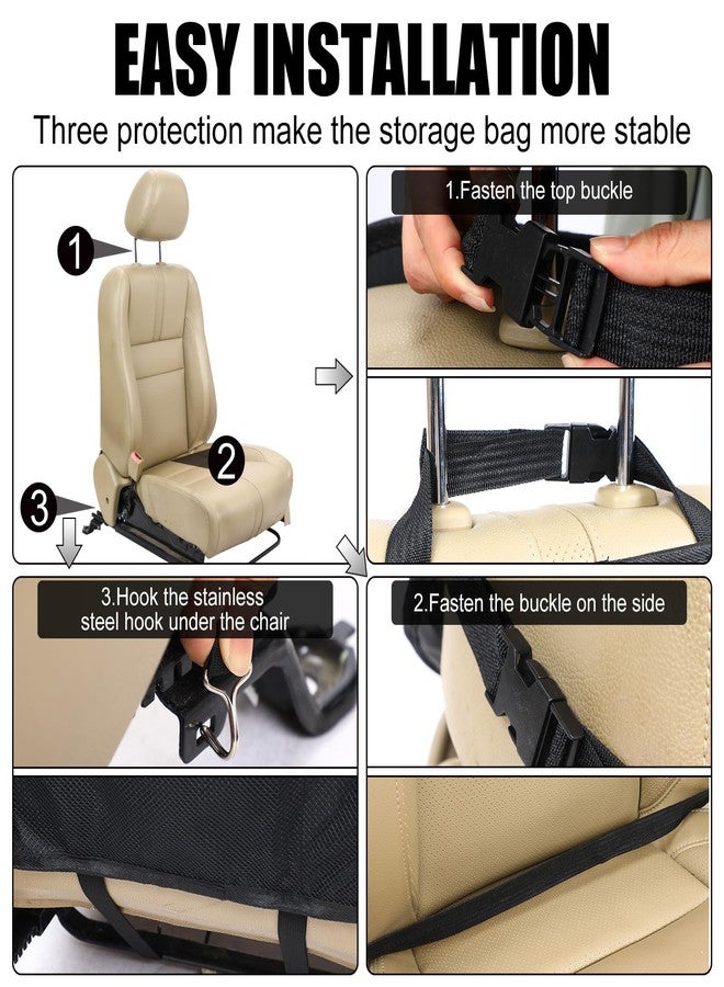 Datanly 2 Pcs Backseat Car Organizers with Table Tray, 6 Storage Pockets Car Organizer with Tablet Holder, Kick Mats Protectors for Kids Travel Accessories Black, Unisex(Stylish,Black) - Image 5