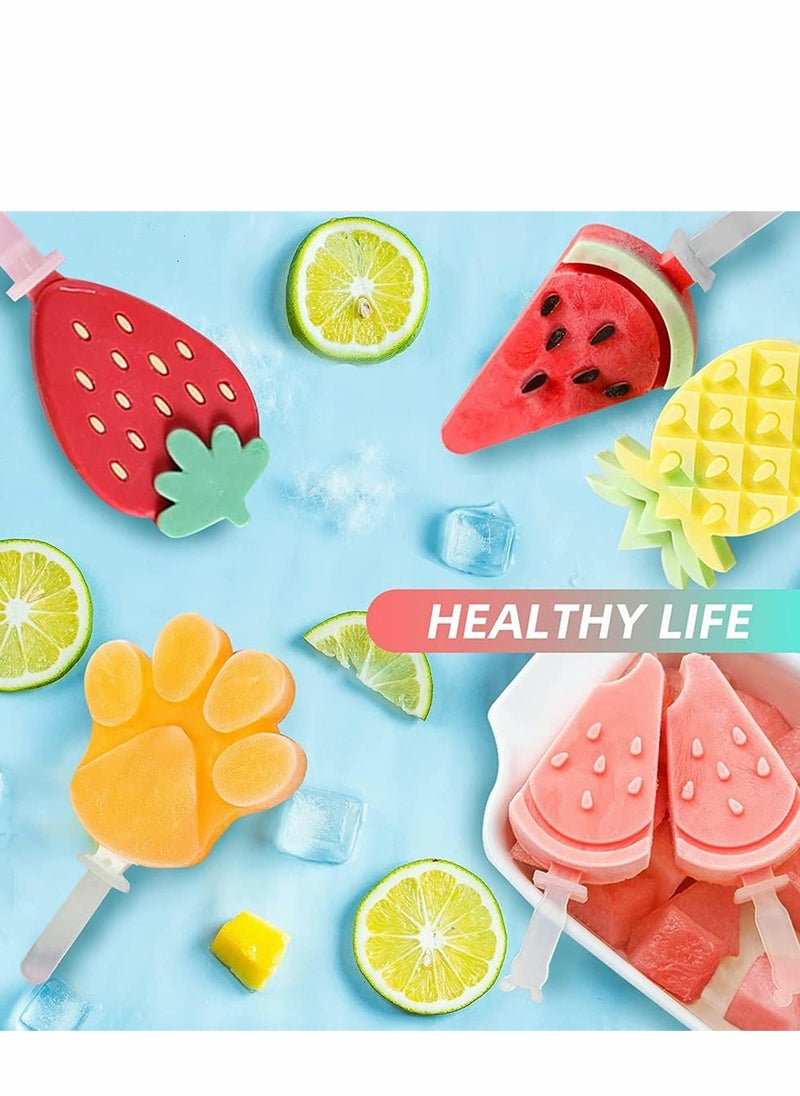 SYOSI - 2 Pack Silicone Popsicle Molds, Reusable Easy Release Food Grade Popsicle Maker Molds, Pop Molds with Lid and 5 Reusable Plastic Sticks for DIY Homemade Ice Cream Molds (Pink + Blue) - Image 1