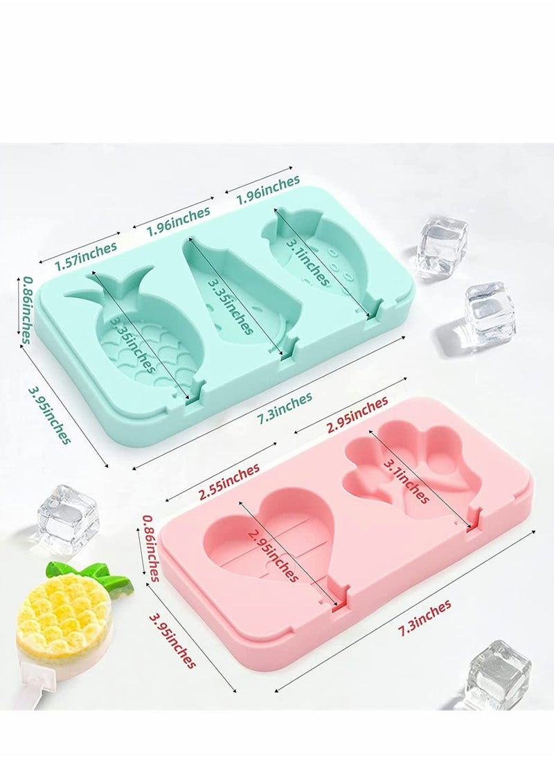 SYOSI - 2 Pack Silicone Popsicle Molds, Reusable Easy Release Food Grade Popsicle Maker Molds, Pop Molds with Lid and 5 Reusable Plastic Sticks for DIY Homemade Ice Cream Molds (Pink + Blue) - Image 1