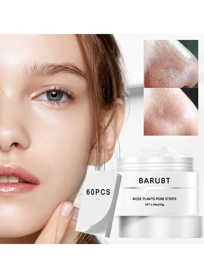 BARUBT Blackhead Remover Mask, Nose Plants Pore Strips, Pore Cleanser Purifying Peel Off Face Mask With 60 PCS Strips, Plants Aloe Blackhead Remover Facial Mask - Image 2