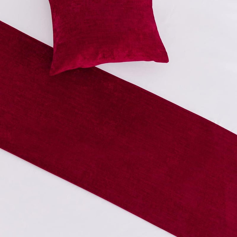 AMBERIS Bed Runner Red, Chenille Soft No Fading Modern Bed Scarf - Image 3