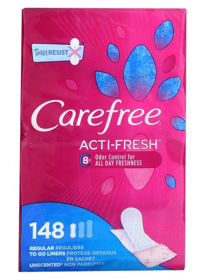 Carefree Acti-Fresh Daily Liners Regular Unscented 148 Liners 